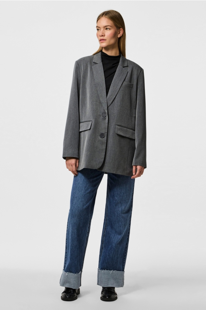 PCKAMIL LS LOOSE BLAZER NOOS BC 17157464 Dark Grey Melange
